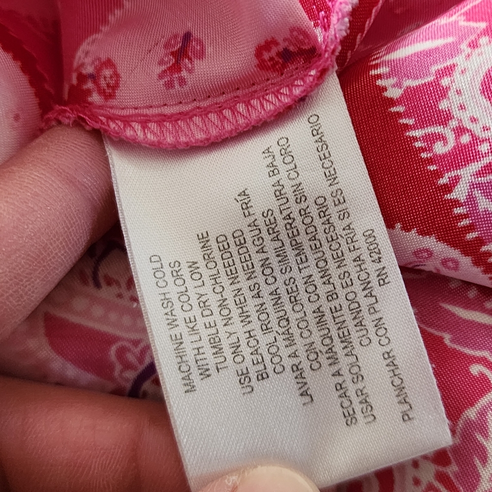 Jaclyn Smith Pink Red Heart Pattern Lace Trim Chemise Size Medium - Picture 7 of 7